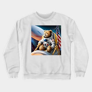 Teddy in a Space suit on the Moon Crewneck Sweatshirt